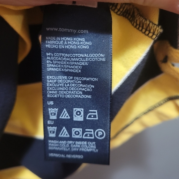 Tommy Hilfiger Yellow and Navy Striped Polo Short Sleeve Top S - Picture 6 of 6